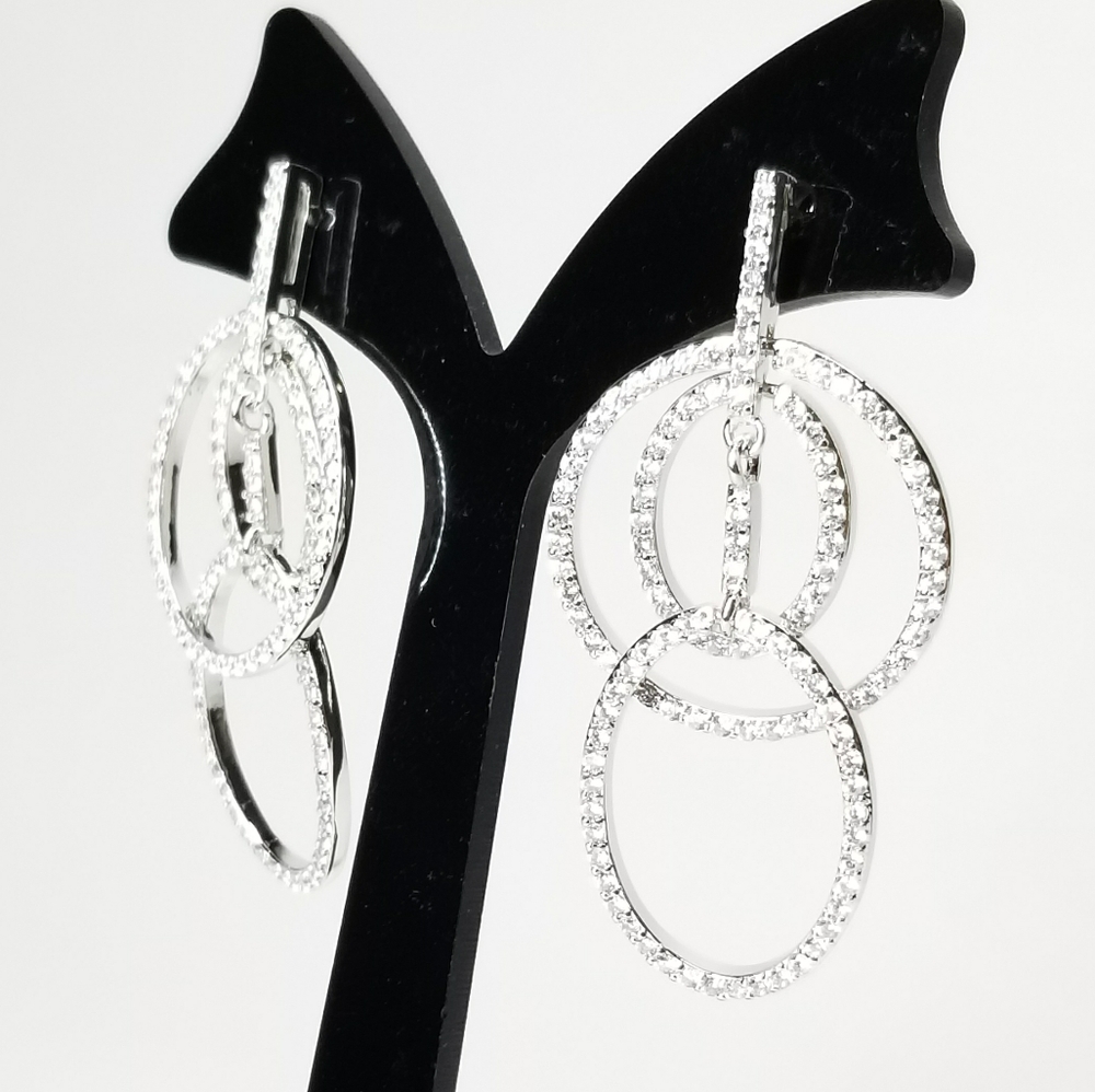 NEW Pave CZ Statement Earrings - Picture 6 of 8